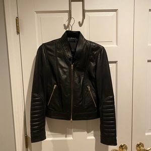 J Crew stand collar leather jacket
